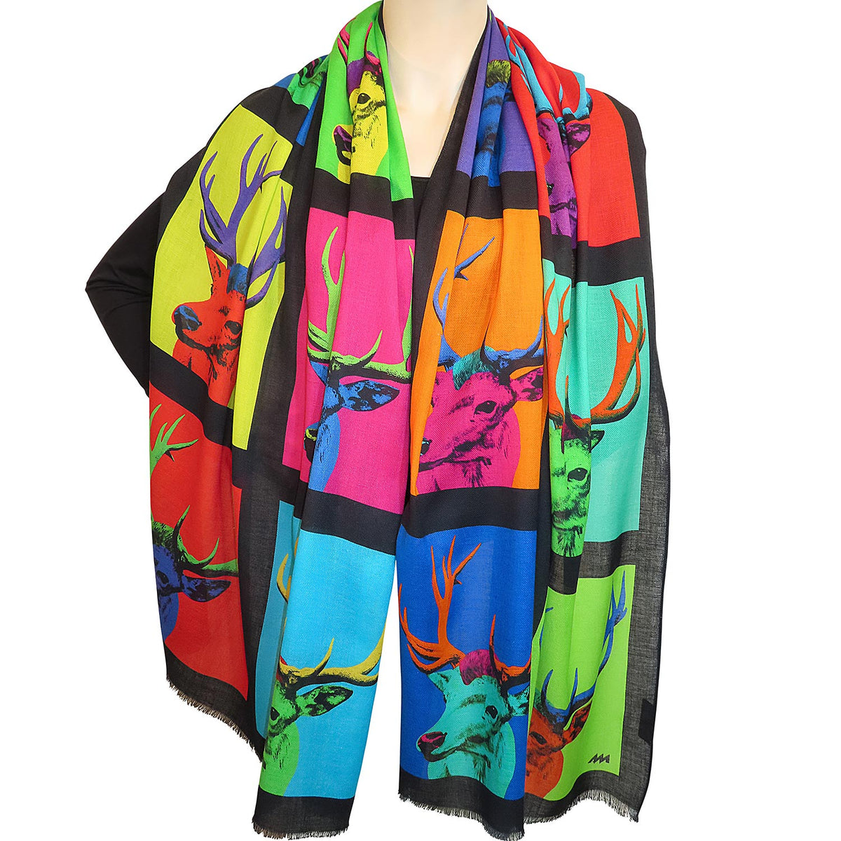 Baumwoll-Schal mit Seide "Pop Art Hirsch"