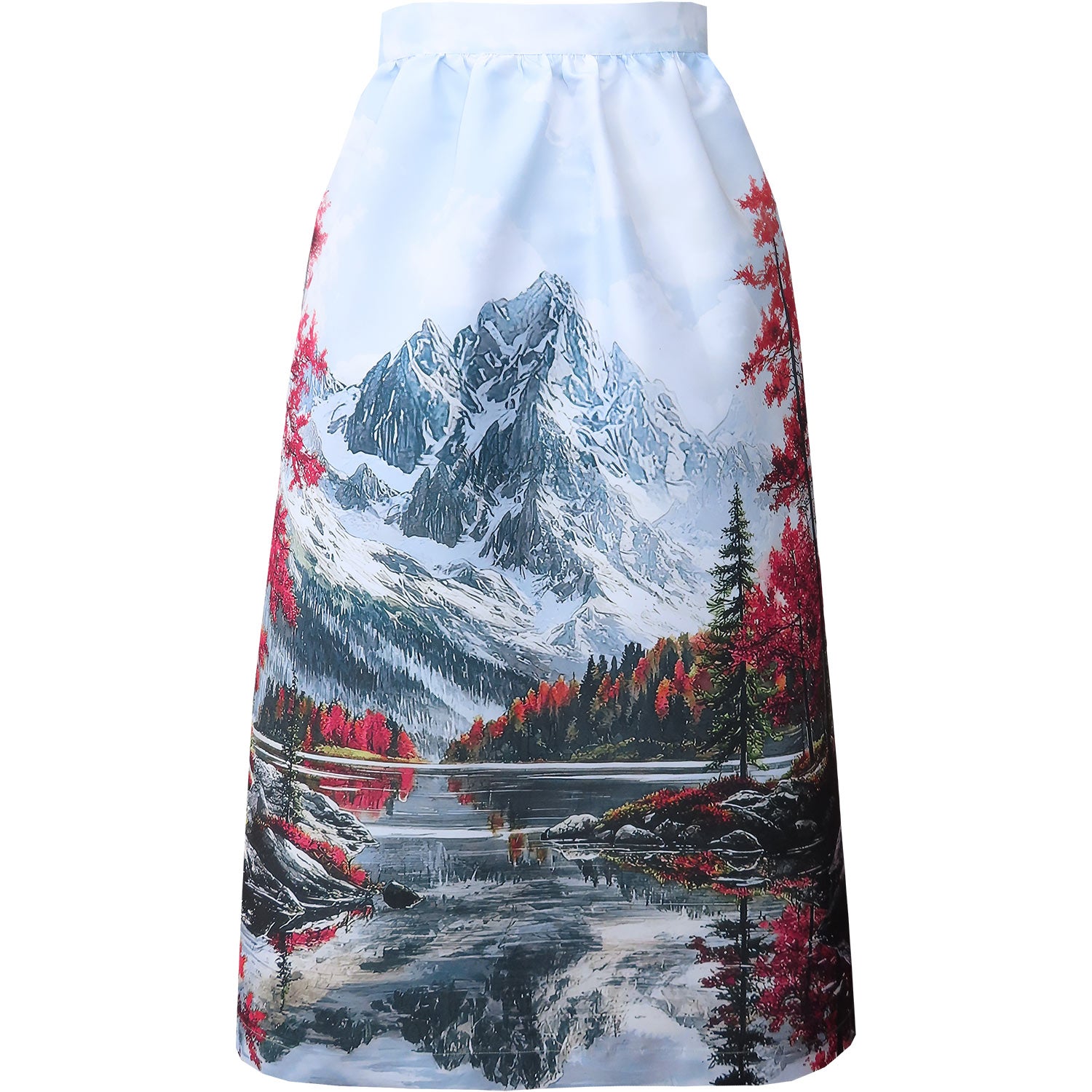 635-Dirndlschuerze-Herbstwald-am-Bergsee-Maxi-86cm-Front Freisteller