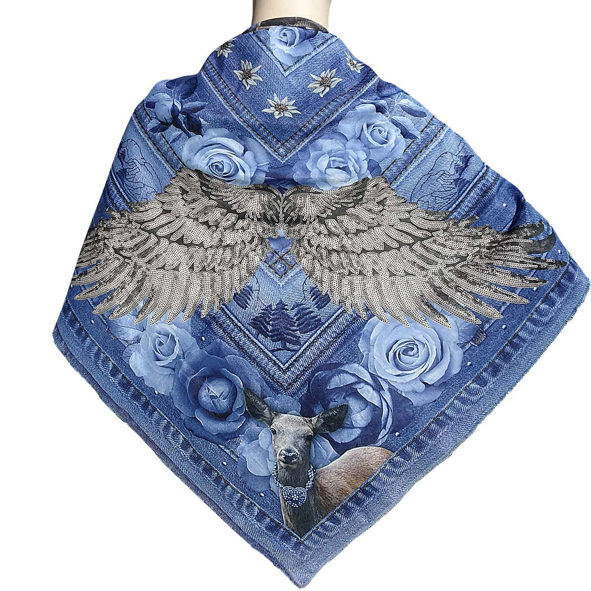 XXL-Tuch mit Seide "Wings On Jeans"