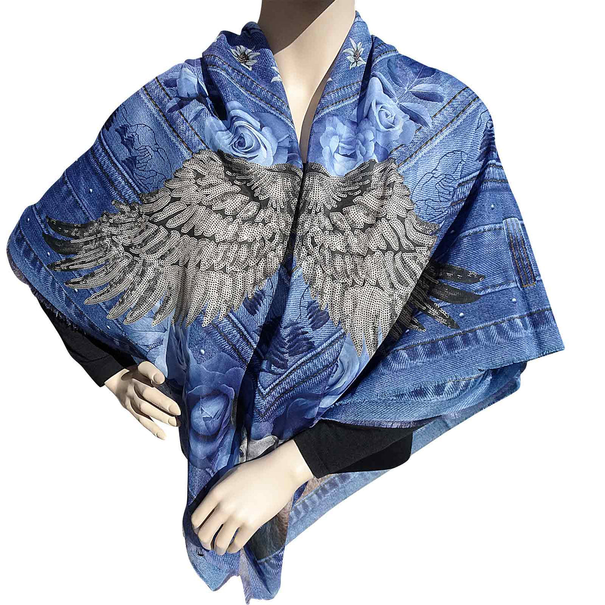 XXL-Tuch mit Seide "Wings On Jeans"