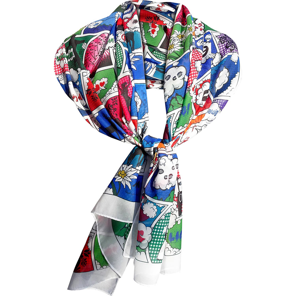 Chiffon-Schal "Alpen-Comic"