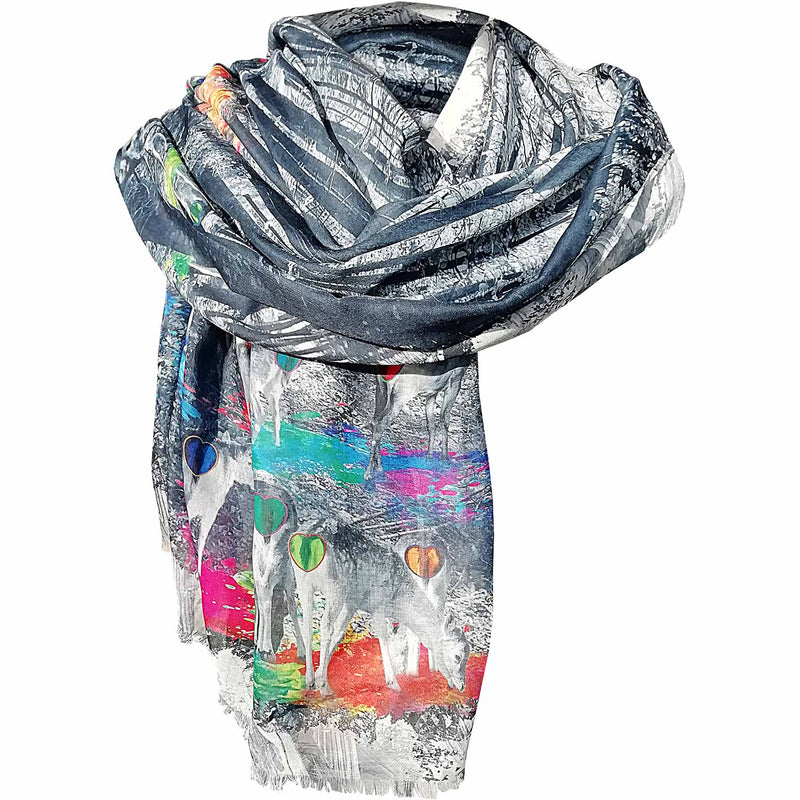 XXL-Damen Schal "Hirsch mit Herzerl"