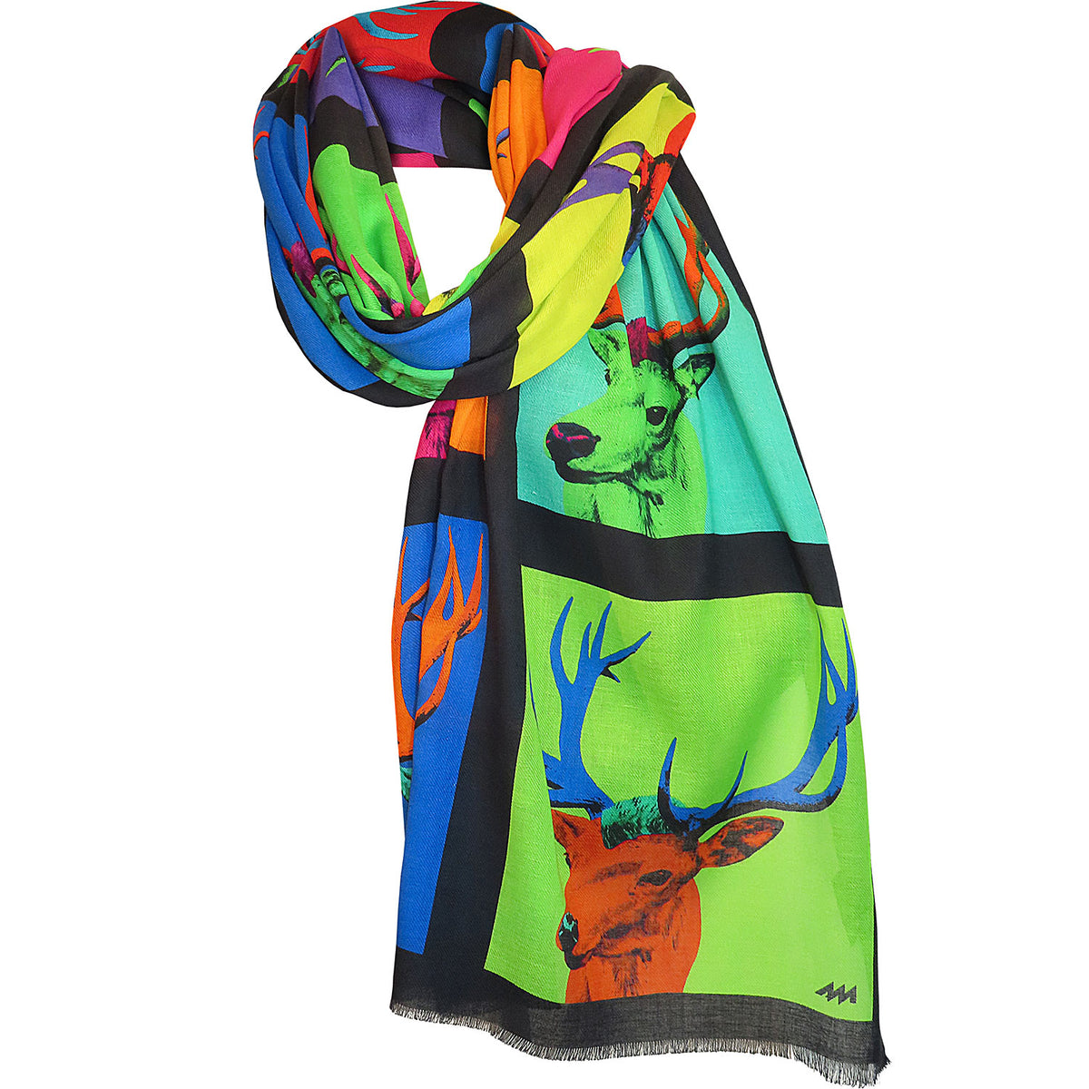 Baumwoll-Schal mit Seide "Pop Art Hirsch"