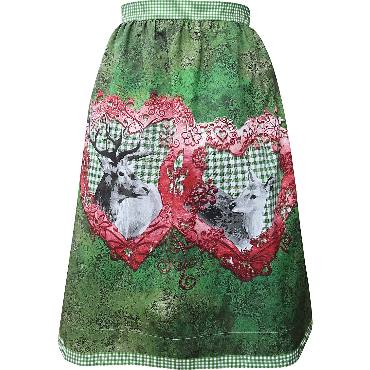 447 Dirndlschürze Hirschn im Herzerlglück Design Alexandra Maxa Mini Front Freisteller