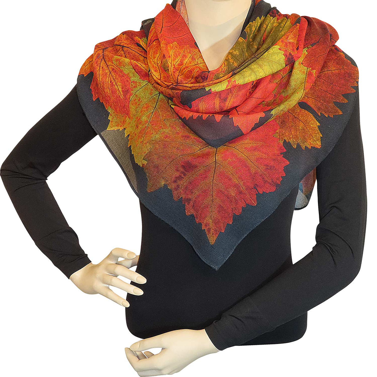 Modal-Schal mit Seide "Herbstblätter"