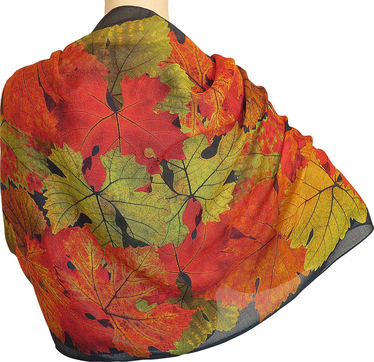 Modal-Schal mit Seide "Herbstblätter"