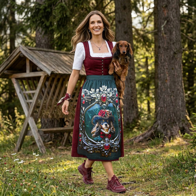 554-Dirndlschuerze-Madame-Dackel-Midi-77cm Ki-Model Design-Alexandra-Maxa Front
