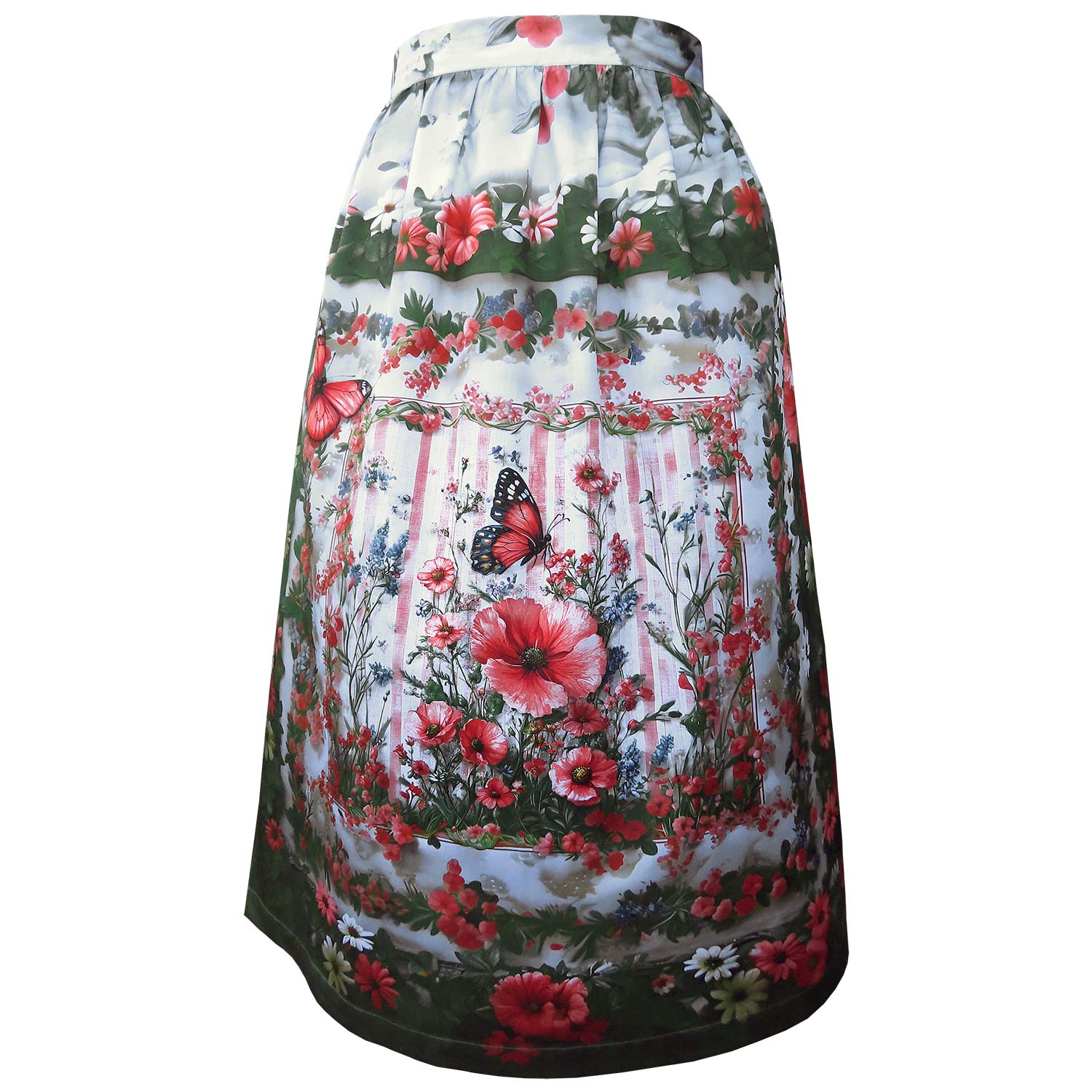 561 Dirndlschürze Schmetterlingsgarten Maxi 87cm Design Alexandra Maxa Freisteller