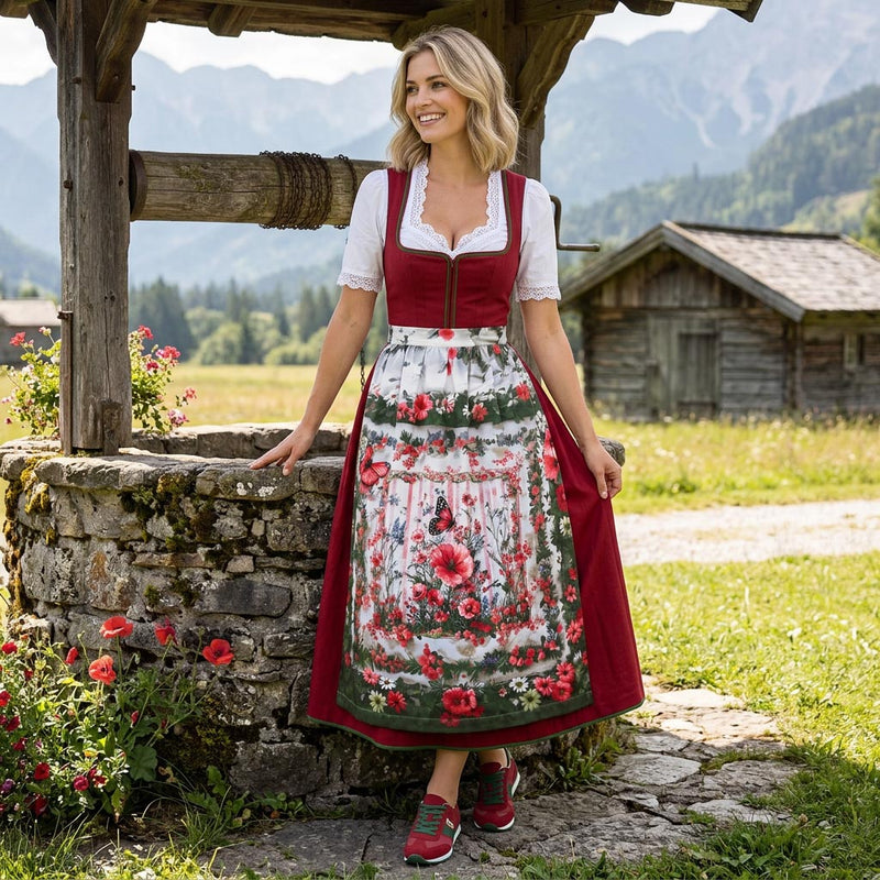 561 Dirndlschürze Schmetterlingsgarten Maxi 87cm Ki-Model Design Alexandra Maxa