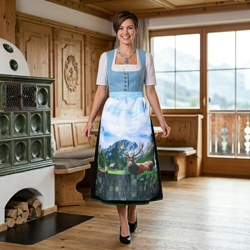 621-Dirndlschuerze-Heimatblick-Midi-75cm Ki-Model Front