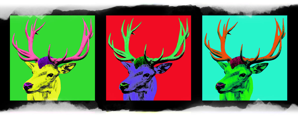 Baumwoll-Schal mit Seide "Pop Art Hirsch"