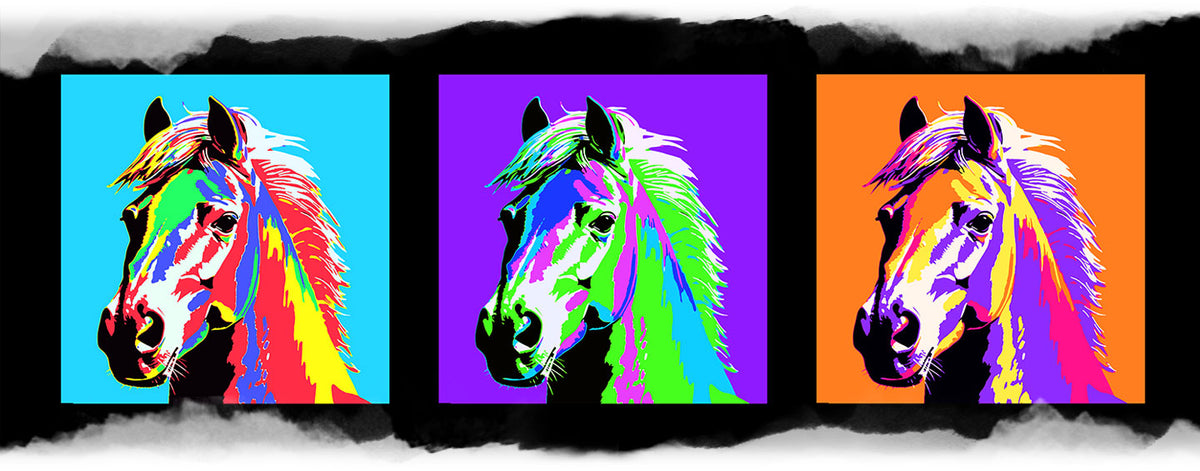 Baumwoll-Schal mit Seide "Pop Art Pferd"